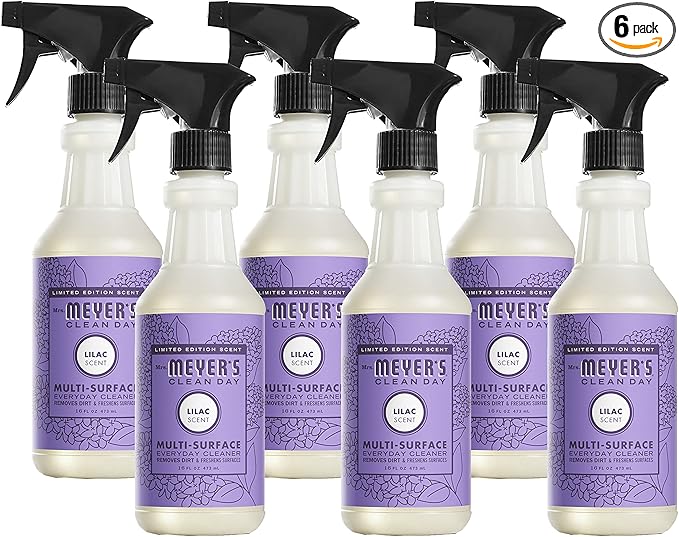 MRS. MEYER'S CLEAN DAY Multi-Surface Everyday Cleaner, Limited Edition Lilac Scent, Removes Dirt & Freshens Surfaces, 16 FL OZ Spray Bottle (Pack of 6)