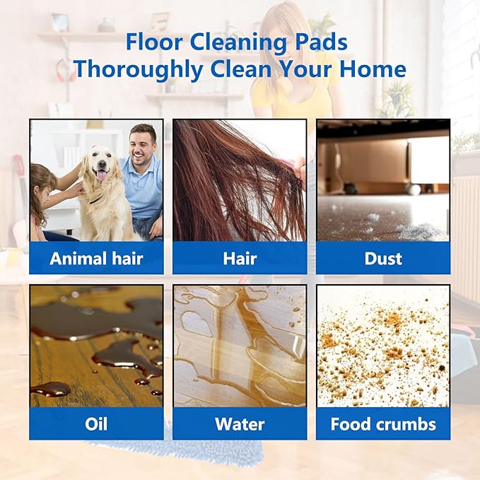 4 Pack Microfiber Mop Refills Compatible with O-Cedar, Dua-Action Microfiber Flip Mop, Replacement Mop Heads for Dry/Wet Use, Machine Washable, Double Sided Mop Pads for Floor Cleaning