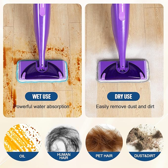 Microfiber Mop Pads Compatible with WetJet, Reusable Wet and Dry Pads Mop Refill for Floor Cleaning, 11.6" Wet Dry Pads Use for Hard Wood Floor(8 Pack)