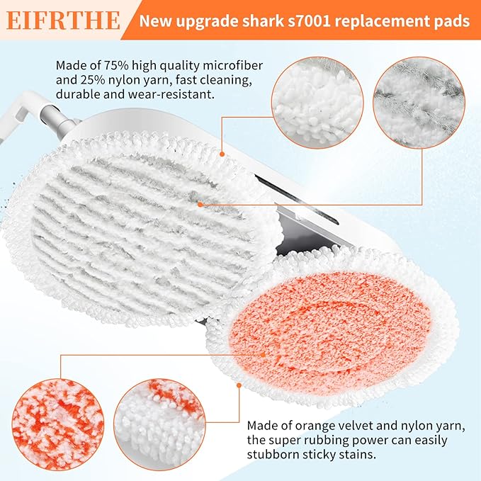 Upgrade S7001 Replacement Steam Mop 10 Packs Compatible with Shark S7000 S7000AMZ S7001 S7001TGT S7000 S7201 S7005 S7020 S8001 S8201 Steam Mop,Shark Steam and Scrub Pads
