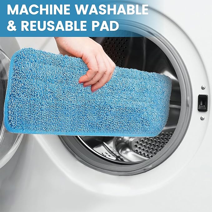 6 Pack Reusable Microfiber Mop Pads Compatible with Swiffer PowerMop, Machine Washable Replacement Pads for 13"-15" Spray Mop, Dry Wet Mopping Cloths Compatible with Multiple Floor Types