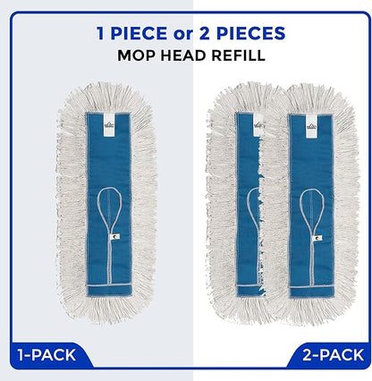 Nine Forty Industrial-Grade 24x5 Cotton Dust Mop Head Refills, Perfect Replacement for Busy Home, Gym, Industrial and Commercial Spaces, Heavy-Duty Mop for Janitorial & Housekeeping Needs - 1 Pack