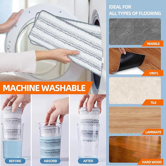 Black Flat Mop and Bucket for Home with 4 Extra Refills, Stainless Steel Mop and Bucket with Wringer, Hands-Free Mop, Wet and Dry Use Mop with Long Handle