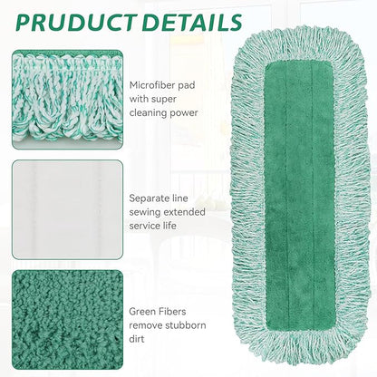 18 inch Microfiber Mop Replacement for Rubbermaid: Reusable Wet&Dry Commercial Microfiber Dust Mop Refills Fit for Any Flat mop System 18"(3 Pack)