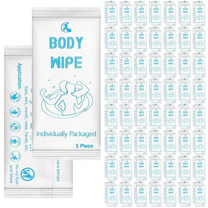 Timgle 200 Pcs Body Wipes Individually Wrapped Bath for Adults Face Hand Deodorant Body Wipes Pearl Pattern Wet Shower with Aloe Bathing Disposable Cleansing for Travel Gym Travel