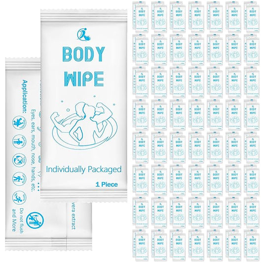 Timgle 200 Pcs Body Wipes Individually Wrapped Bath for Adults Face Hand Deodorant Body Wipes Pearl Pattern Wet Shower with Aloe Bathing Disposable Cleansing for Travel Gym Travel