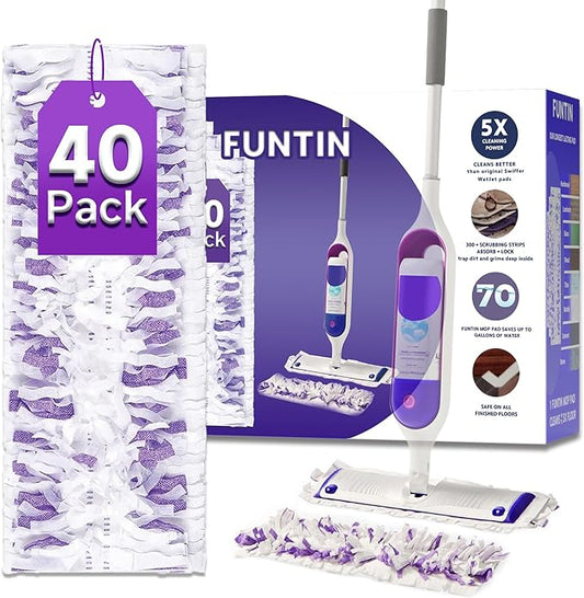 40 Pack Disposable Mop Pads for Swiffer PowerMop (MOP NOT Included!), Unscented 12-Layer Thickened Multi-Surface Power Mop Refills Replacement Head for Floor Cleaning