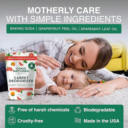 Good Natured Brand | Carpet Deodorizer & Freshener Powder | 31 oz Pet Odor Eliminator for Strong Odor & Pet Urine | Fresh Natural Grapefruit & Spearmint Scent | Safe for Homes with Pets