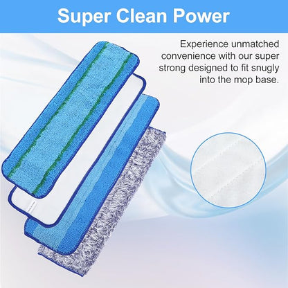 8 Pack Microfiber Cleaning Pad for Hardwood & Hard Surface Floors Dry Wet Floor - Includes 6 Microfiber Cleaning and 2 Dusting Pad - Mop for 18 Inch Mop