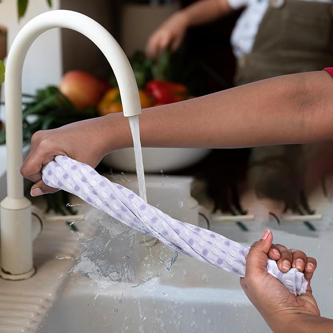 100% Cotton Dish Cloths (Pack of 6) - Dish Rags for Washing Dishes - Reusable & Highly Absorbent Kitchen Towels - Multipurpose Kitchen Rags - (12" x 12" - Purple Honeycomb)