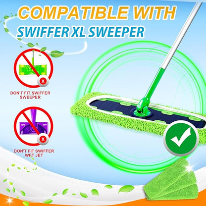 50 Count Disposable XL Dry Sweeping Cloths + 2 Pack Reusable Microfiber Mop Pads for Swiffer Sweeper XL Mop (Mop is not Included)