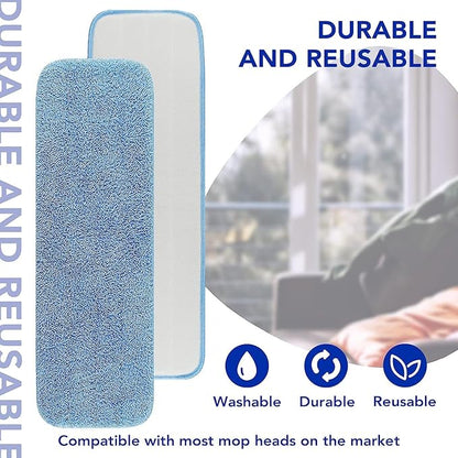 Replacement Microfiber Pad Fit for Rubbermaid Commercial 18 Inch Mop and 17 Inch Mop - 6 Pack Wet & Dry Commercial Cleaning Reusable Refills Fit for Any Microfiber Flat System 18" and 17"