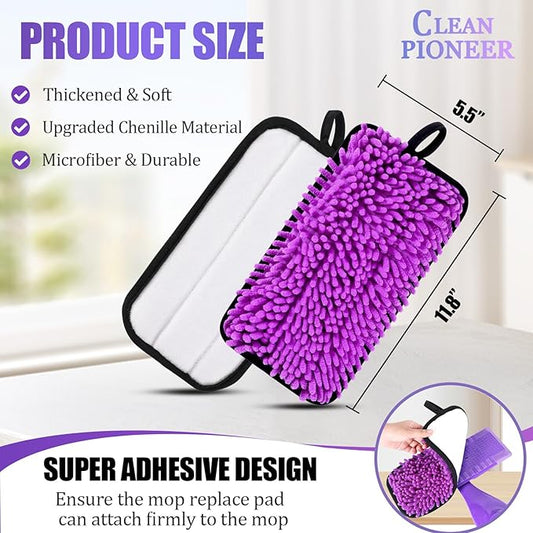 6 Pack Reusable Mop Replacement Pads Compatible with Swiffer Wet Jet Spray Mop, Microfiber Wet Jet Refills for Swiffer 10-12 inch Pads for Dry Wet Mopping Cloths