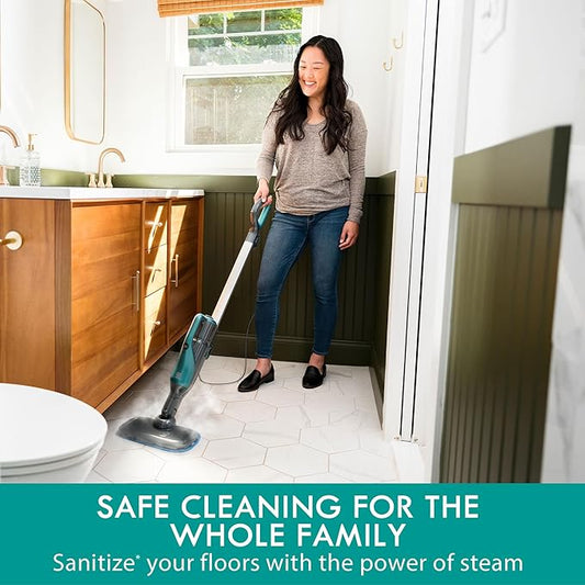 Kenmore SM2050 2-in-1 Steam Mop Hard Floor Cleaner with 2 Modes & 2pcs Washable Pads for Carpets, Rugs and Upholstery, Green