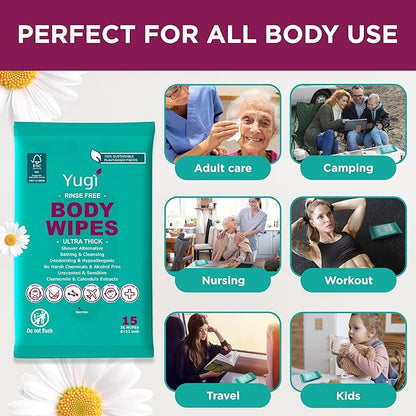 Body wipes (10 packs)150 XL ultra thick shower wipes for Adult Bathing,Camping,Traveling,Gym,Nursing,car,Unscented,no-rinse bathing washcloths,Shower alternative face and body extra moist wipes