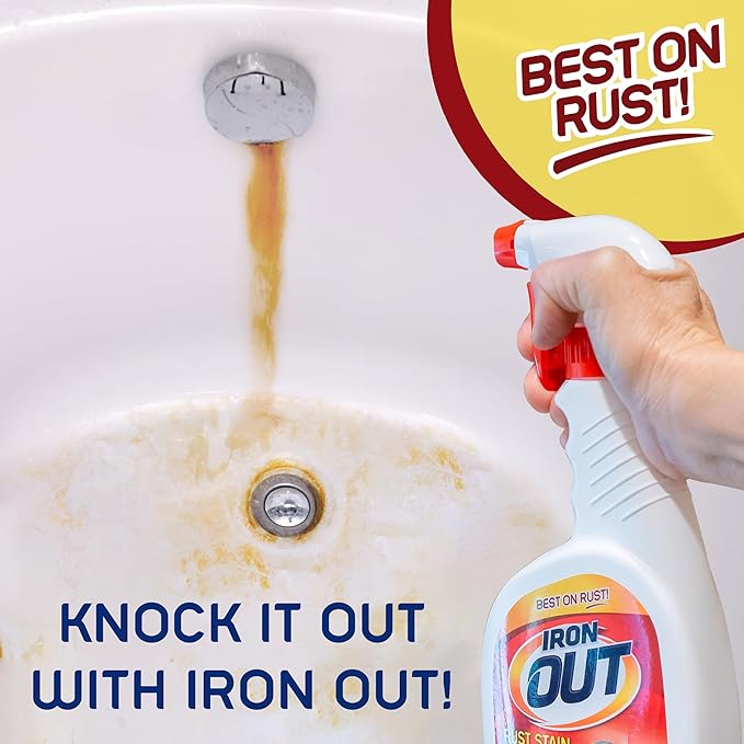 Iron OUT Rust Stain Remover Spray Gel, Remove Rust Stains in Bathrooms, Kitchens, Laundry, and Outdoors, 24 Ounces