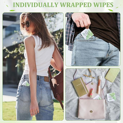 200Pcs Travel Deodorant Wipes, Travel Size Mini Deodorant Wipes Bulk for Homeless, Individually Wrapped Body Cleaning Supplies for Women Wet Armpit for Body Cleaning Cucumber