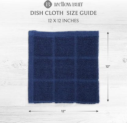 100% Cotton Dish Cloth for Dish Washing, Terry Dish Cloth, Cotton Dish Rags, 6 Pack, Super Soft and Absorbent,12"x12" inches, Reusable Cleaning Cloth (Assorted)