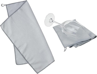 True Microfiber Towels, Wine Glass Polishing Cloths, Streak Free Microfiber Cloth and Lint Free Towels, Grey, Set of 3