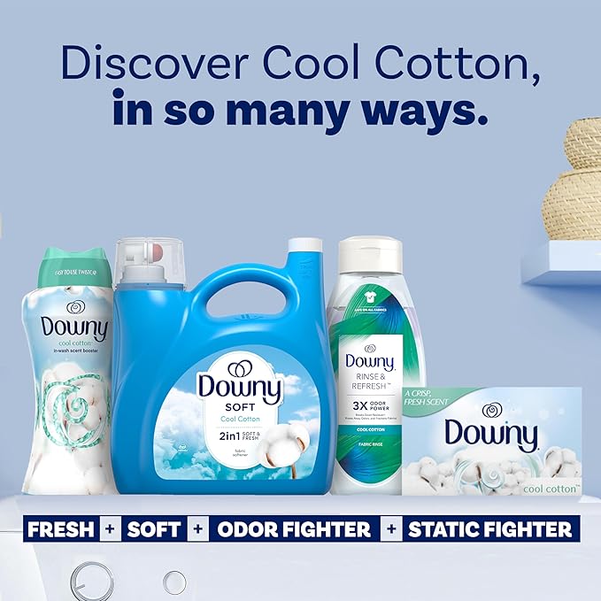 Downy Fabric Softener Liquid, Cool Cotton Scent, 140 fl oz, 190 Loads, Downy Fabric Softener, Liquid Fabric Softener