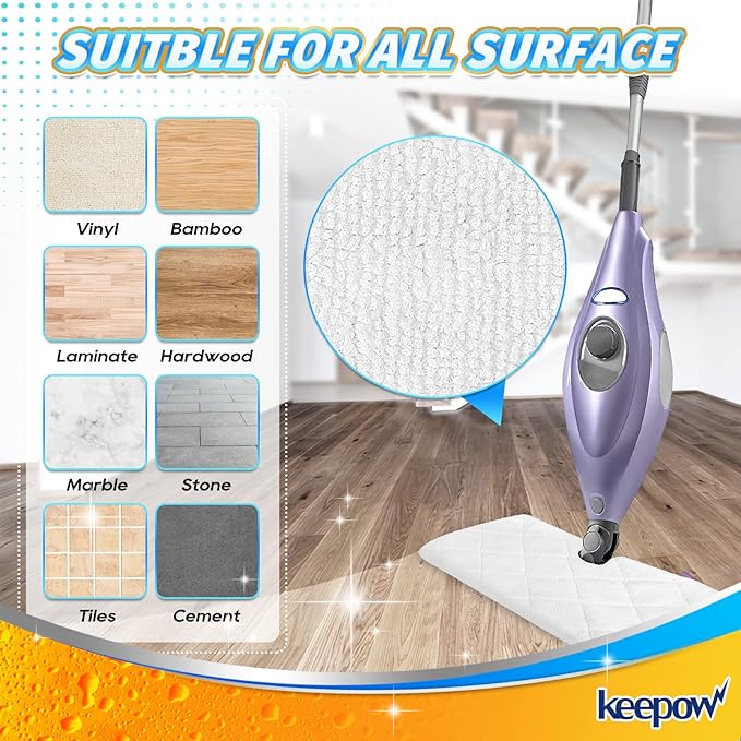 KEEPOW Steam Mop Replacement Pads for Shark Steam Pocket Mop S3500 Series S3501 S3601 S3550 S3901 SE450 S3801CO S3601D S2901 S2902, 8 Pack