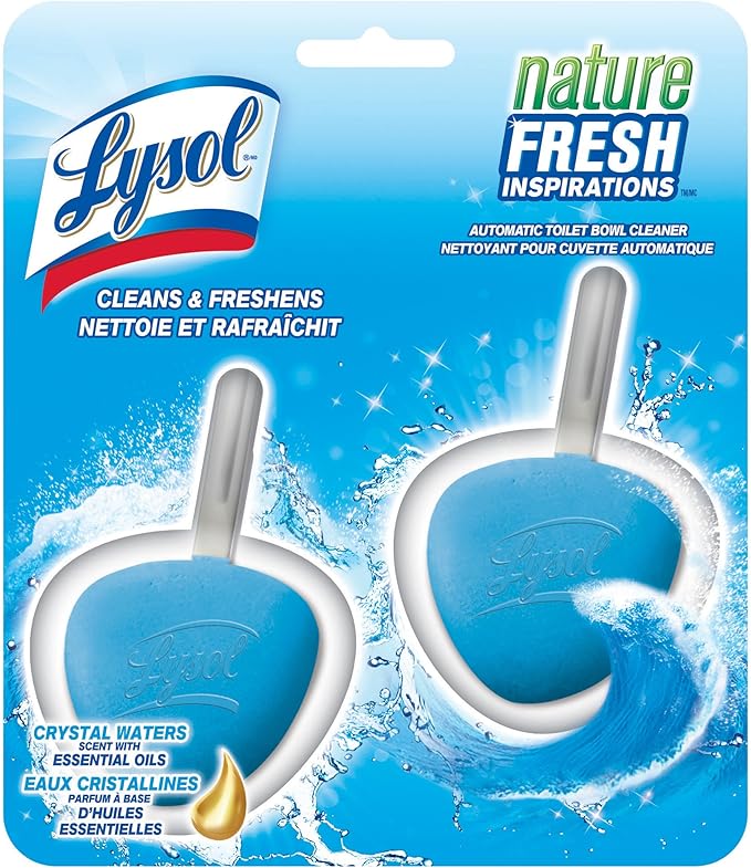 Lysol Automatic In-The-Bowl Toilet Cleaner, Cleans and Freshens Toilet Bowl, Atlantic Fresh Scent, 2 Count (Pack of 2)