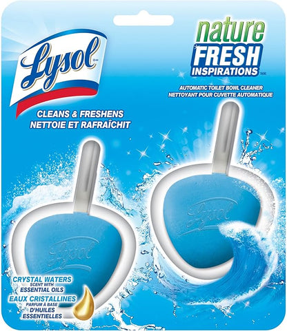 Lysol Automatic In-The-Bowl Toilet Cleaner, Cleans and Freshens Toilet Bowl, Atlantic Fresh Scent, 2 Count (Pack of 2)
