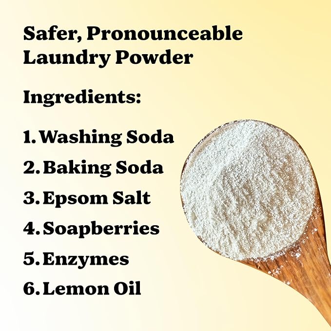 Pronounce Laundry Detergent Powder Alternative | Earth-Derived Ingredients, Eco-Friendly, Safer for Sensitive Skin, Eczema, and Babies. Stain + Smell Fighting. HE Safe (Lemon, 120 Loads).