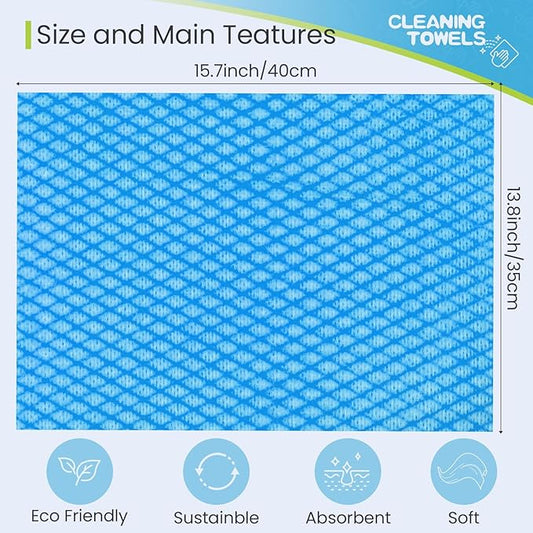 Tioncy 300 Pcs Disposable Dish Cloths for Kitchen Disposable Cleaning Cloth and Towels Handy Cleaning Wipes Disposable Rags for Kitchen and Office(Red, Green, Blue)