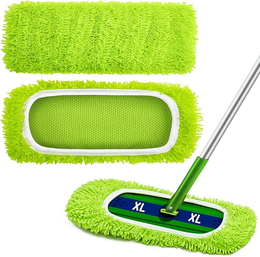 Toulite 2 Pcs Reusable Mop Refill Pads Replacement Compatible with Most XL Sweeper 17" x 5" Microfiber Mops Head Floor Cleaning Supplies (Handle is Not Included)