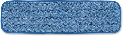 Rubbermaid Commercial Products Mop Head for Microfiber Damp Mop, 18-Inch, Blue, Heavy-Duty Single Sided Cleaning Cloth for Hardwood/Tile/Laminated Floors in Kitchen/Lobby/Office
