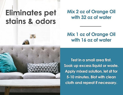 Cold Pressed Natural Orange Oil Concentrate |12-ounce Professional Grade All-Purpose Citrus Cleaner, Degreaser & Pet Odor Eliminator | Dilutes to 6 Gallons of Finished Product | Home and Outdoor Use