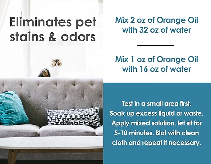 Cold Pressed Natural Orange Oil Concentrate | 8-ounce Professional Grade All-Purpose Citrus Cleaner, Degreaser & Pet Odor Eliminator | Dilutes to 4 Gallons of Finished Product | Home and Outdoor Use