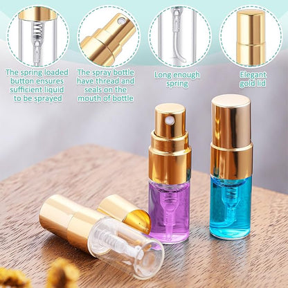 Zhehao 100 Pcs Mini Spray Bottles Clear Glass Perfume Bottles Refillable Fine Mist Perfume Atomizer Portable Empty Sample Containers for Cleaning, Essential Oils, Travel(2 ml)