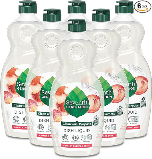 Seventh Generation Dish Soap Liquid Summer Orchard Scent Pack of 6 Dishwashing Soap Dish Detergent Liquid Soap 19 oz