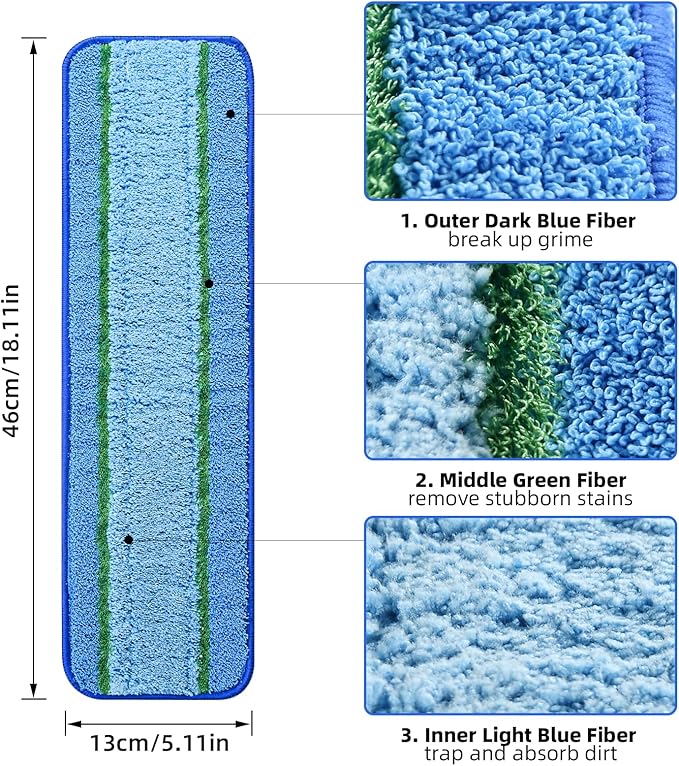 6 Pack Deep Clean Pads for Bona Family of Mops, Washable & Reusable Microfiber Cleaning Pad for Hardwood and Multi-Surface