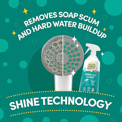 Lemi Shine Shower + Tile Cleaner | Removes Soap Scum & Hard Water Stains | Bathroom Cleaner Spray for Tub, Shower, Sink, and Tile Cleaning | Powered By Citric Acid | Fresh Lemon Scent, 28 oz. (3 Pack)