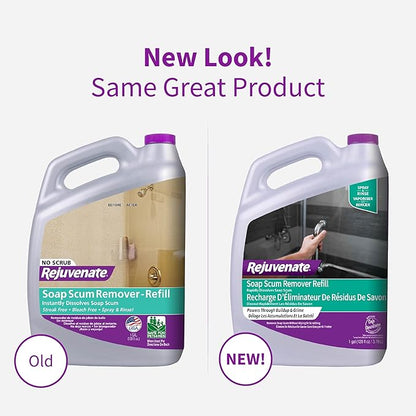 Rejuvenate Scrub Free Soap Scum Remover Cleaning Formula - Spray and Rinse for Streak Free Finish on Glass, Ceramic Tile, Chrome, Plastic and More