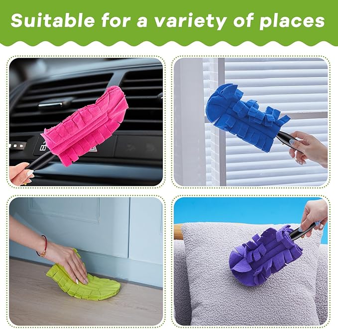 Zubebe 15 Pcs Heavy Duty Duster Refill Reusable Fleece Duster Refills Multi Surface Washable Cleaning Pads for Home, Blinds, Fans, Corners, Furniture (Dark Color)