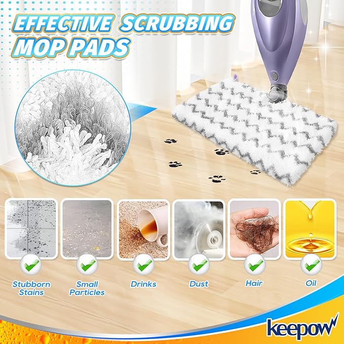 KEEPOW 5 Pack S3501 S3601 Steam Mop Replacement Pads Compatible with Shark S3500 Series S3501 S3601 S3550 S3901 SE450 S3801CO S3601D S2901 Steam and Scrub Pocket Mop Steamer Pads Washable