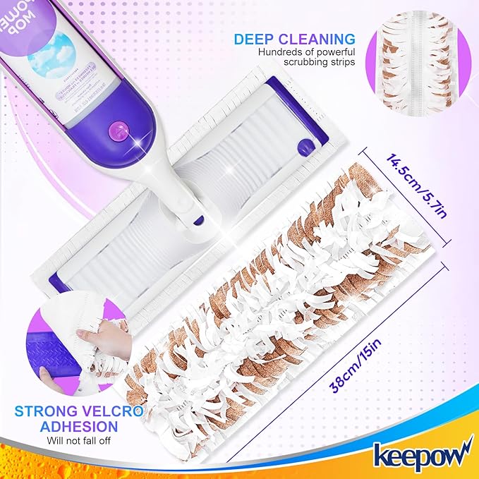 Power Mop Pads Refills Compatible with Swiffer PowerMop Multi-Surface Mopping Pad Disposable Replacement Mop Refill Pads Safe on All Floors Cleaning (5 Pack, Brown)