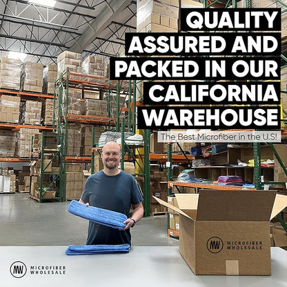 Bulk 18" Microfiber Wet Mop Pads Wholesale - Case Quantity (108 Count) | Use with Any Velcro Style Mop Frame | Machine Washable
