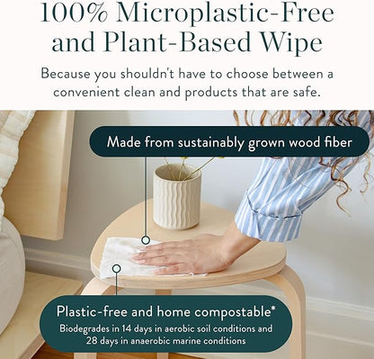 Biodegradable All-Purpose Wipes 3-Pack Refill - Non-Toxic Grapefruit Cleaning Wipes | Plant-Based Surface Cleaner for Home & Travel | Kid & Pet Friendly Wet Wipe | All Natural & Eco-Friendly