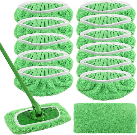 12pcs Reusable Mop Pads Refills Compatible with Swi-ffer Sweeper Mop, Dry Sweeping Cloths & Wet Mopping Cloths for Household Cleaning