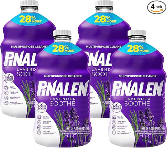 PINALEN Max Aromas Lavender Soothe Multipurpose Cleaner, Kitchen, Floor, Bathroom and Surface Cleaning Product for Home 128 fl.oz. (Pack of 4)