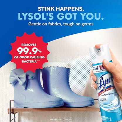 Lysol Disinfectant Spray, Household Essential Cleaning Supplies, Multi-Purpose Room Spray, Antibacterial Sanitizer Spray, Upholstery Deodorizer, Home and Bathroom, Crisp Linen,19 Fl Oz (Pack of 2)