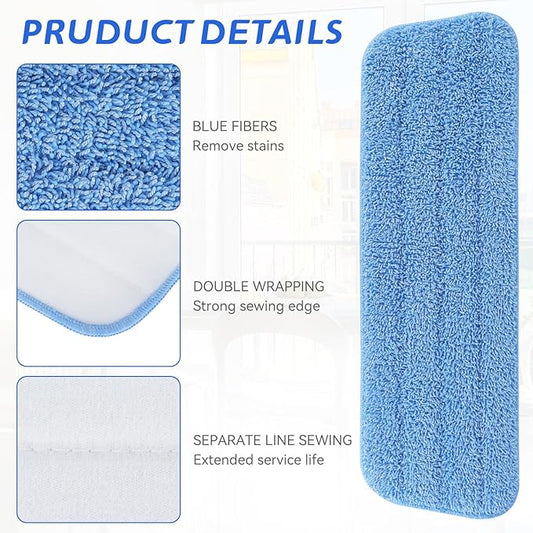 Replacement Microfiber Pad Fit for Rubbermaid Commercial 18 Inch and 17 Inch Mop - 10 Pack Wet & Dry Commercial Cleaning Reusable Refills Fit for Any Microfiber Flat Mop 18" 17" - Trapezium