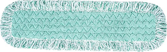 Restaurantware-Clean Tek Professional Dry Sweeping Mop Pad, 1 Dust Pad with Fringe - Mop Frame and Handle Sold Separately, Hook & Loop System, Green Microfiber Reusable Mop Pad, Zig Zag Pattern