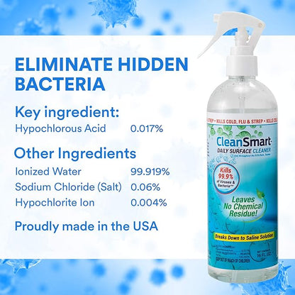 CleanSmart Daily Surface Spray Disinfectant, Kills 99.9% of Viruses, Bacteria, Mold & Fungus, 16 oz Bottle (Pack of 3)