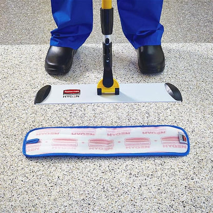 Rubbermaid Commercial Products Mop Head for Microfiber Damp Mop, 18-Inch, Blue, Heavy-Duty Single Sided Cleaning Cloth for Hardwood/Tile/Laminated Floors in Kitchen/Lobby/Office